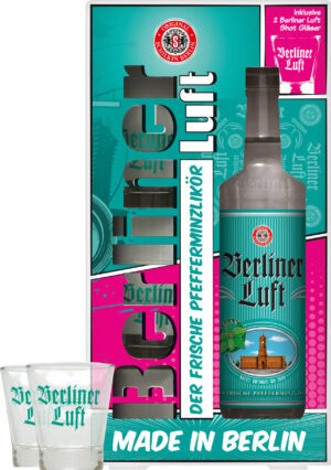 Foto für Berliner Luft Pfefferminz mit Gläser Geschenkverpackung Flasche (0,7 Liter)
